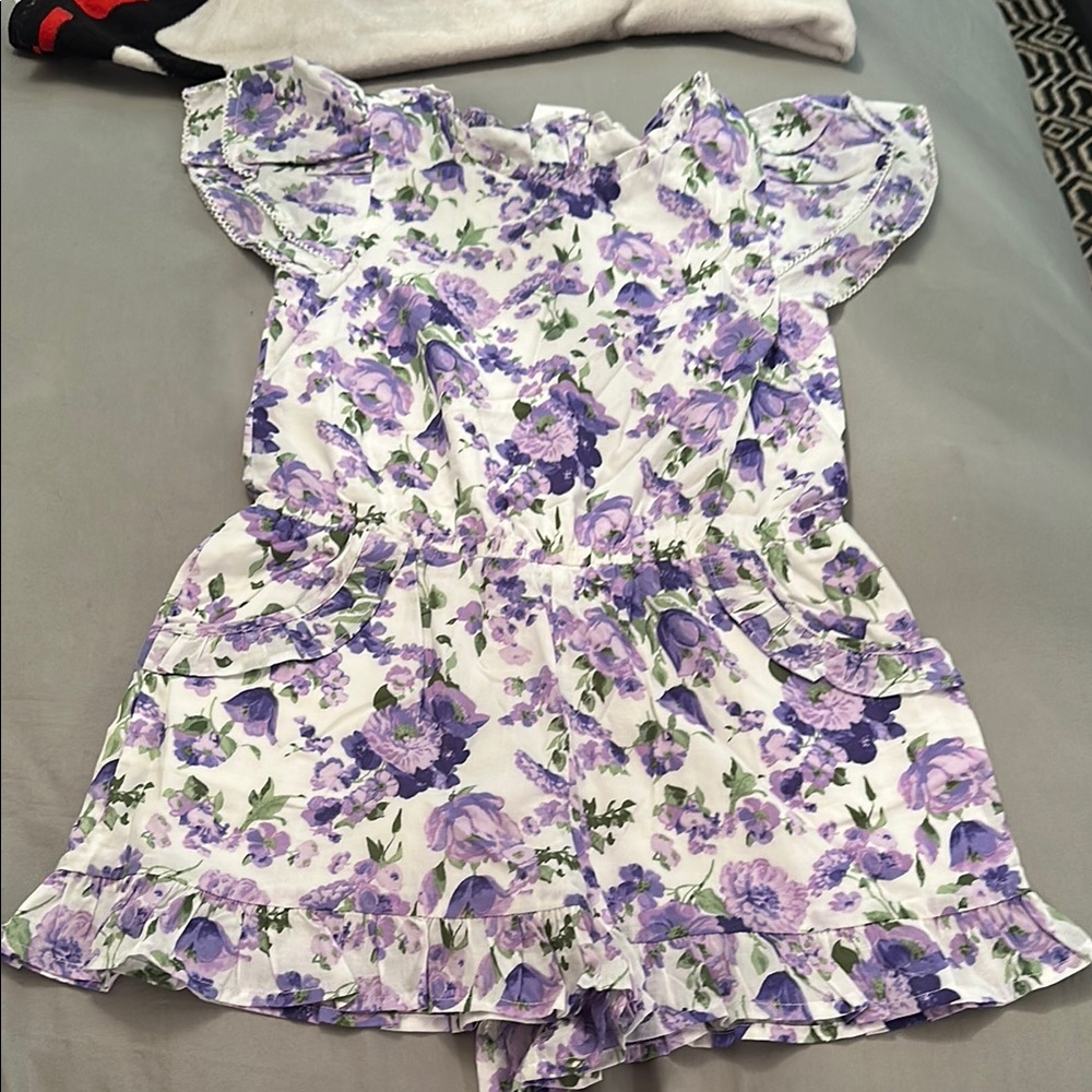 Floral Purple Kids Romper